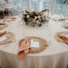 Ľanový béžový obrus - okrúhly 320 cm