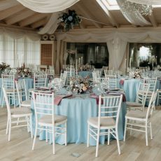 Modrý gabardénový obrus - okrúhly