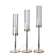 Set rosegold svietnikov s tienidlami