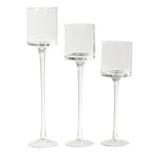 Set sklenených svietnikov na stopke