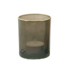 Sivý čajový svietnik so zlatým lemom