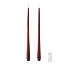 Kónická LED sviečka bordová 40 cm