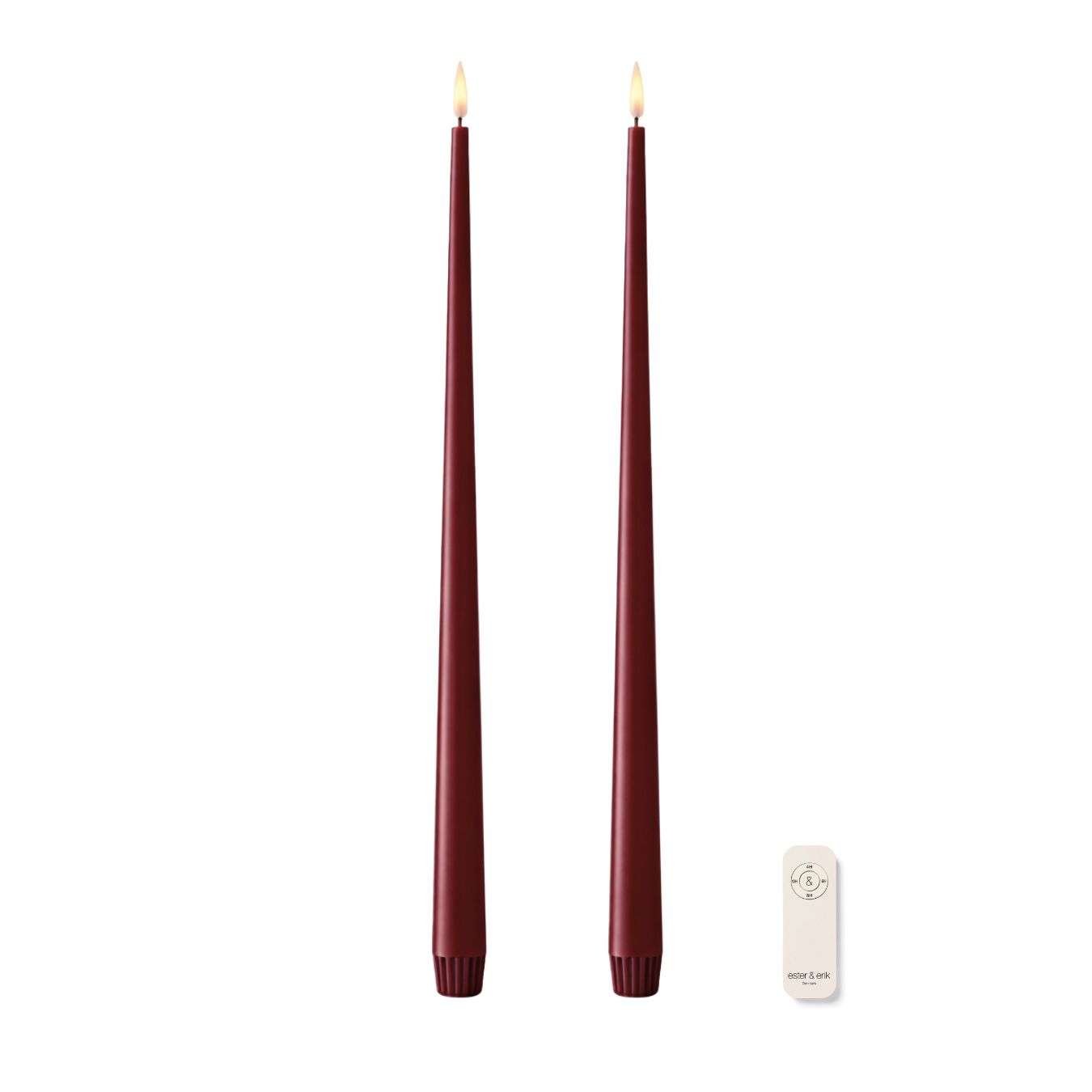 Kónická LED sviečka bordová 40 cm